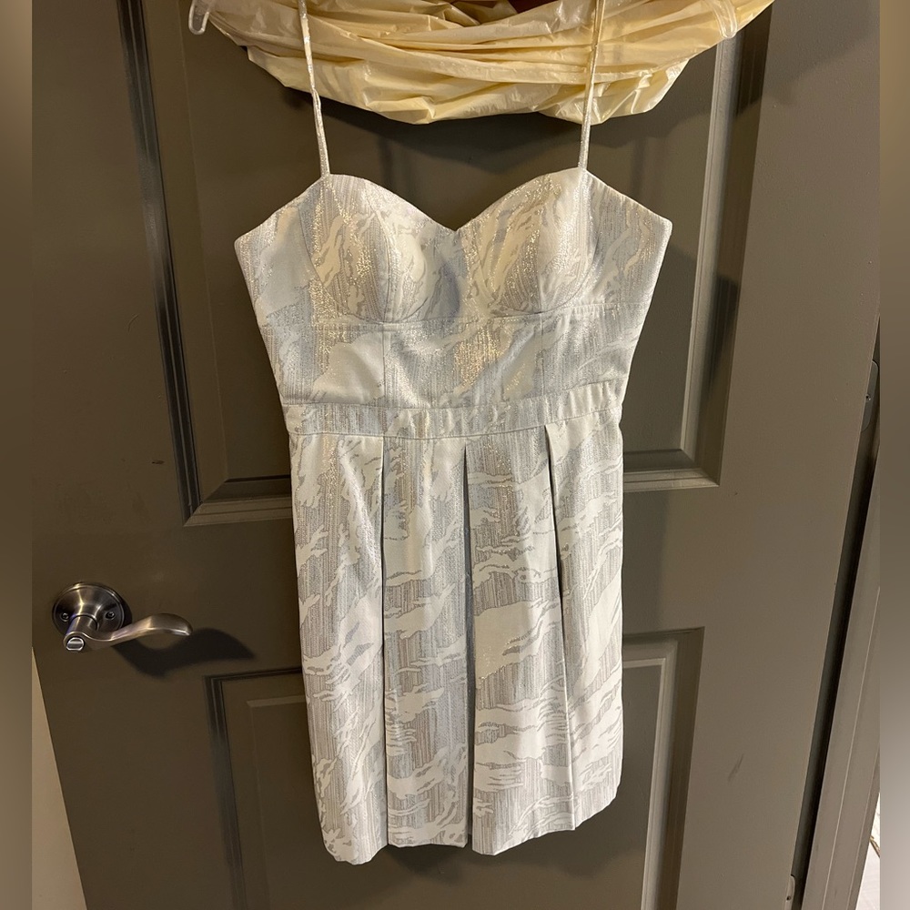 Aqua White and Silver Dress Cocktail Size 4